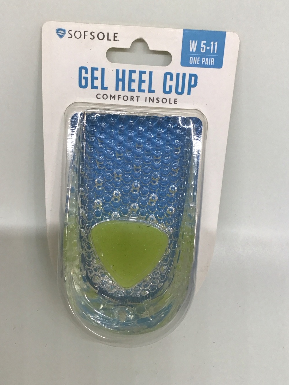 Sof Sole Women’s Blue Gel Heel Cup with Green Pad - Size W 5-11